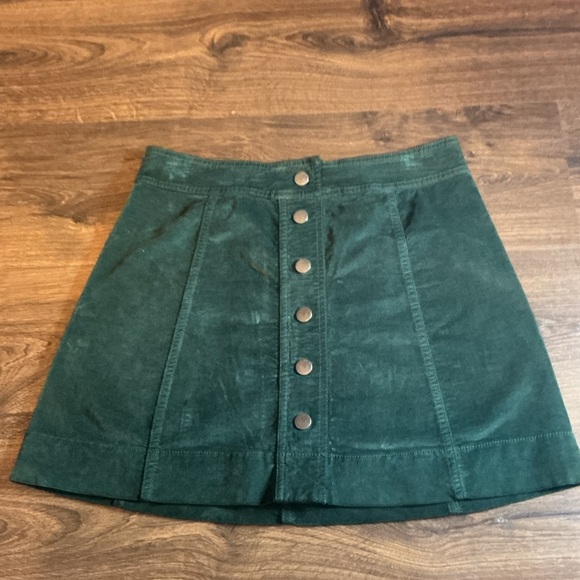 Madewell Skirt Women 2 Y2K Green Button-Front A-Line Corduroy Mini Boho 90s - Picture 5 of 13